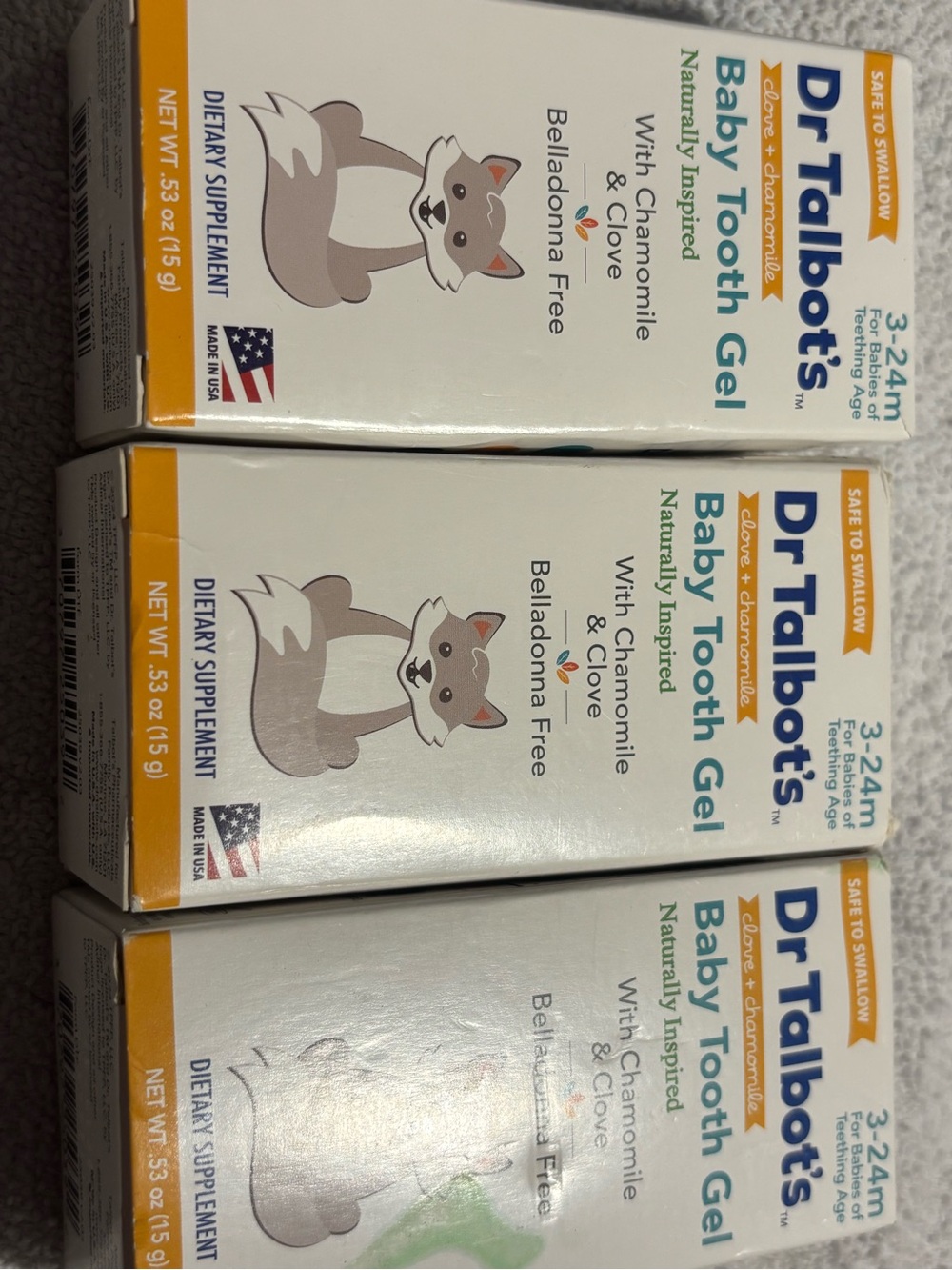 Dr. Talbot's Baby Tooth Gel - White & Orange - Chamomile Teething Gel